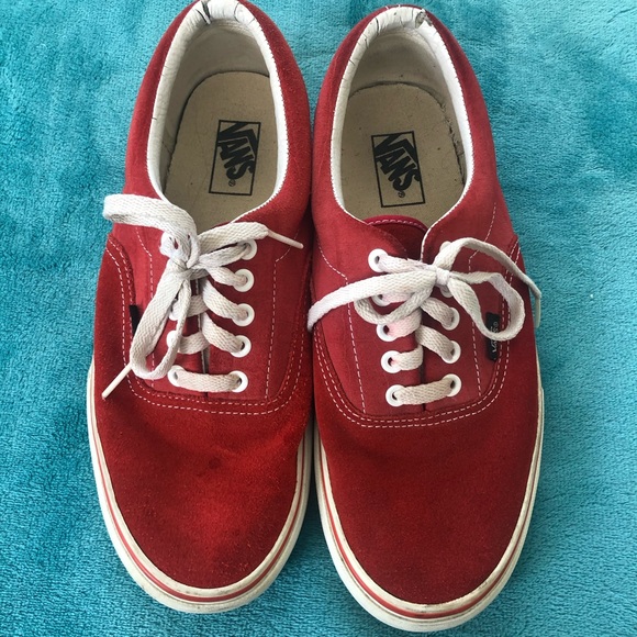 — SOLD On Depop — Red Suede Vans - Picture 5 of 7